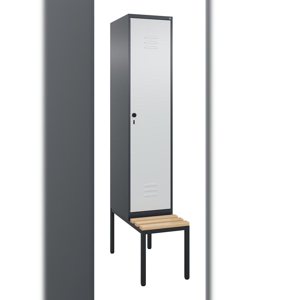 C+P Spind Classic PLUS, Bank, 1 Abteil, 2120x400x815mm, 7016/7035 Image