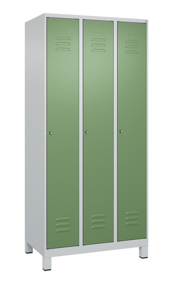 C+P Spind Classic PLUS, Füße, 3 Abteile, 1950x900x500mm, 7035/6011 Image