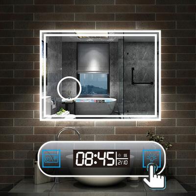 Aica Sanitaire - 80 x 60 cm LED+Beschlagfrei+Uhr+3 Lichtfarben Dimmbar+Kosmetikspiegel+Helligkeit Image