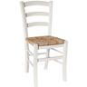 "Stuhl ""Venice"" aus weißem Holz mit Sitzfläche aus Reisstroh"