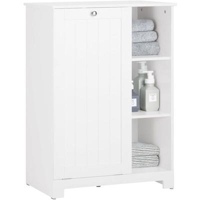 BZR105-W Wäscheschrank mit ausklappbarem Wäschesack Wäschetruhe Wäschesammler Wäschekorb Badschrank Image