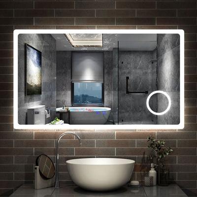 LED Badspiegel Wandspiegel Badezimmerspiegel Touch Beschlagfrei+Uhr+Bluetooth+Kosmetikspiegel+3