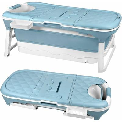 Faltbare Badewanne Erwachsene Mobile badewanne Foldable Bathtub mit Abdeckung und Massagerollen,