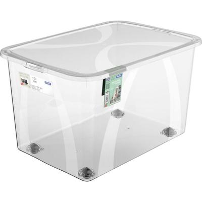 Rotho - Aufbewahrungsbox Lona mit Rollen und Deckel 50 l transparent Aufbewahrungsbox