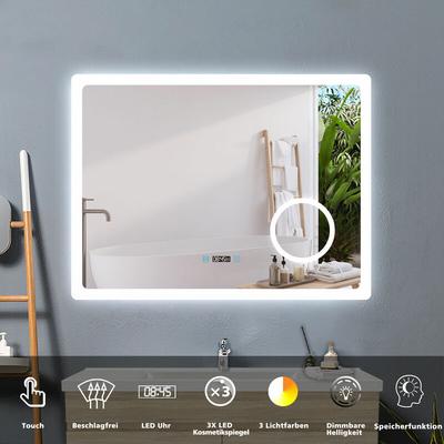 Acezanble - Badspiegel mit 3-fache Vergrößerung, led Badspiegel mit Beleuchtung, 3 Lichtfarben
