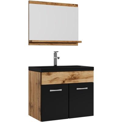 Badezimmer Badmöbel-Set Montreal 02 60cm Waschbecken Schwarz - e Image