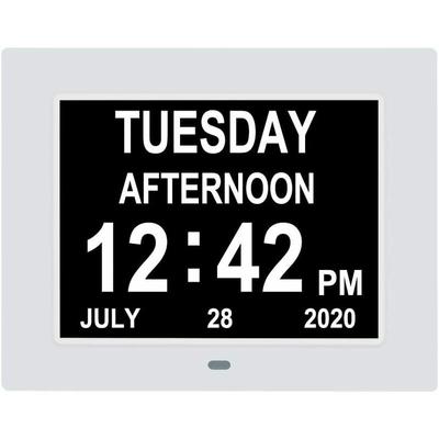 Digitale Kalenderuhr, extra große Tagesuhr, Datum, Uhrzeit und Wochentag, Demenz-Uhren für