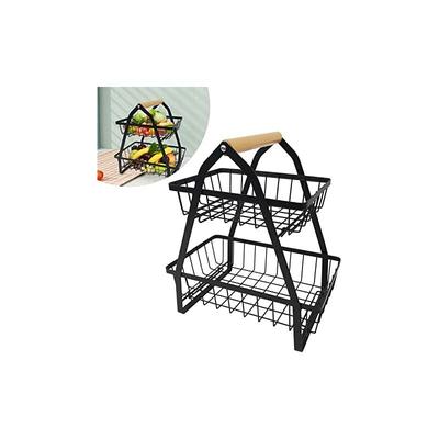 Yardin - 2 Stöckig Obst Etagere Metall Obstschale,Abnehmbar Obst Halter Küche Ablagekorb,mit Image