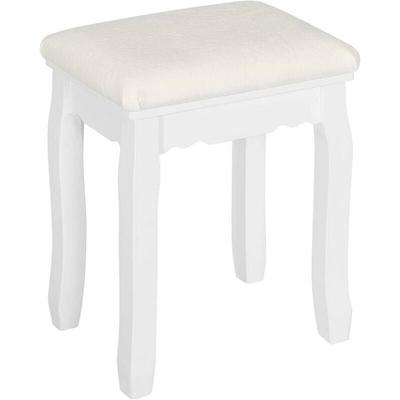 Schminkhocker Sitzhocker Klavierhocker Samt Massivholzbeine, Weiß - Woltu Image