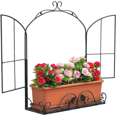 Dandibo - Wandblumenhalter Fenster Schwarz Metall Wand Blumenständer Blumenregal Wandregal Regal Image