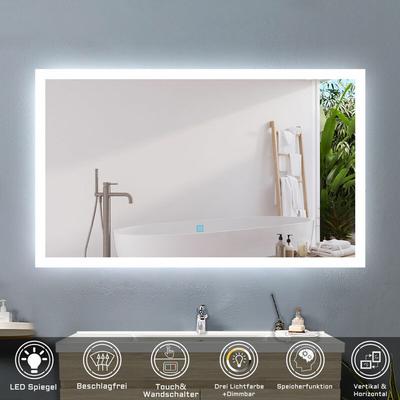 Acezanble - Badspiegel mit Beleuchtung Badezimmerspiegel Wandspiegel Lichtspiegel 100 x 60 cm