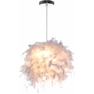 Sphärische Pendelleuchte Weiß Feder Deckenleuchte Kronleuchter E27 für Esszimmer Wohnzimmer Image