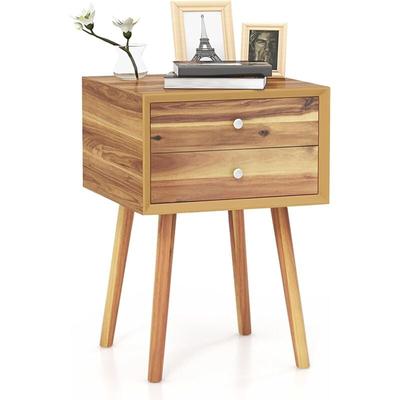 Nachttisch mit 2 Schubladen, Nachtschrank für Boxspringbett, Beistelltisch aus Holz, Nachtkonsole Image