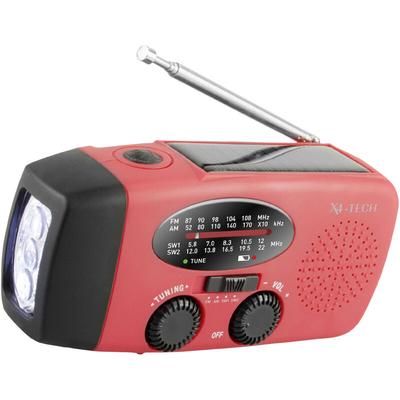 X4 Tech Notfallradio fm, am, kw Akku-Ladefunktion, Handkurbel, Solarpanel, Taschenlampe, wiederau