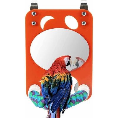 Vogelspielzeug, Papageien-Vogelspiegel, Vogelständer-Sitzstange mit Spiegel, Vogelspiegel mit