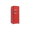 Dolinhome - Retro-Kühlschrank, Kühl-Gefrierkombination, 105,5x41x45,5cm, LED-Licht, rot