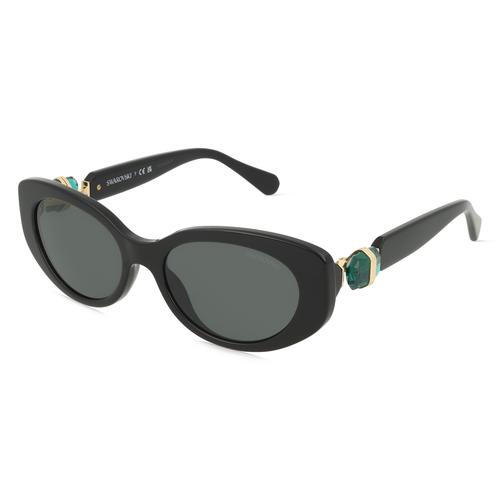 Swarovski SK6002 Damen-Sonnenbrille Vollrand Oval Acetat-Gestell, schwarz