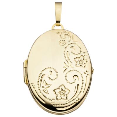 Medallion-Anhänger JOBO "Anhänger Medaillon oval", gold (gelbgold 333), Schmuckanhänger, Damen, Gelbgold 333, 333 Gold