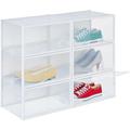 Set 6 Scatole di Plastica per Scarpe fino al n. 48, Scarpiera con Box Impilabili, Shoe Organizer,