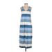 Ocean + Coast Casual Dress - Midi V Neck Sleeveless: Blue Stripes Dresses - Women's Size Small