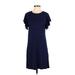 Uniqlo Casual Dress - Shift Crew Neck Short sleeves: Blue Solid Dresses - Women's Size X-Small