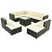 9 Piece Rattan Sectional Seating Group with Cushions and Ottoman Patio Furniture Set Outdoor Wicker Sectional