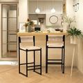 Bar Stools Set of 2 Counter Height Stools for Kitchen Hand Weave Paper Rope Bar Chairs with Metal Legs Height Bar Chairs for Coffee Shops Honey