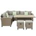 Patio Furniture Set 5 Pcs Outdoor Conversation Set All Weather Wicker Sectional Couch Sofa Dining Table Chair w/ Ottoman&Pillow