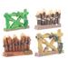 Resin Bamboo Fence Statues Miniature Farm Small Plant Border Wood Ornaments 4 Pcs