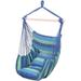 Hammock Chair Hanging Rope Swing Disincive Canvas Hanging Rope Chair Wih 2 Pillows For Yard Bedroom Porch Indoor / Oudoor (Blue)