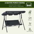 Outdoor Patio Swing Chair w/Textilene Breathable 3-Person Armrest Seat Canopy Porch Swing w/Adjustable Shading Heavy-Duty Powder-Coated Swing Sets for Backyard Poolside Balcony(Grey)