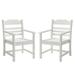 2 Pcs Patio Dining Chair with Armset Outdoor Dining Chair with Imitation Wood Grain