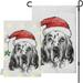Wellsay Christmas Santa Claus Hat Dog Garden Flag with LED Light Yard Linen Double Sided Seasonal Flags Lights Banner Lawn Outdoor Decor 28x40 inch