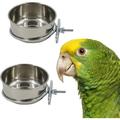 YHRY 2 Pcs Bird Food Tray Cup Parrot Feeding Cup Animal Cage Water Food Bowl Stainless Steel Hanging Bowl Pet Bird Food Feeding and Drinking Hanging Cup Holder Parrot Macaw African Grey Parrot