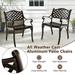 Amijoy Cast Aluminum Patio Chairs Set of 2 All Weather Outdoor Dining Chairs w/ Armrests and Curved Seats Heavy Duty Metal Bistro Chairs