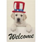 Wellsay Garden Flag Double Sided Patriotic Labrador Dog Fade Resistant Burlap Seasonal Flags 12x18 Inch Yard Flag for Outside Lawn Patio Porch House Decor