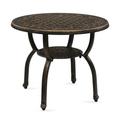 SYTHERS Patio Side Table Outdoor Round End Table Cast Aluminum Coffee Bistro Table for Garden Deck Backyard Antique Bronze