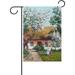 Wellsay Oil Paintings Spring House Garden Flag 28 x 40 Inch Vertical Double Sided Welcome Yard Garden Flag Seasonal Holiday Outdoor Decorative Flag for Patio Lawn Home Decor Farmhouse Party