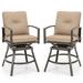 Costway 2 PCS Patio Swivel Chairs Counter Height Bar Stool with Inclined Backrest Grey