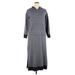 Soft Surroundings Casual Dress - Midi Collared 3/4 sleeves: Gray Color Block Dresses - Women's Size Large