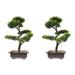 2 PCS Shelf Plants Home Decor Artificial Bonsai Plant Artificial Potted Tree Artificial Bonsai Tree Simulated Welcoming Pine Potted Ornaments Welcome Song Abs