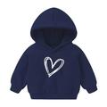 Lovskoo 2-7 Years Baby Clothes Toddler Baby Boy s Girl s Hoodie Children s Casual Heart Print Sweatshirt for The Baby Gift Navy