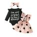 ZCFZJW Newborn Baby Girl Clothes Toddler Long Sleeve Ruffle Romper Top Infant Polka Dot Skirt with Bowknot Headbands Set Little Girl Dress Set Black 3M