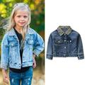 Kids Baby Girls Denim Jacket Leopard Print Lapel Collar Button-Down Coat Long Sleeve Autumn Outerwear