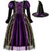 Rovga Outfit For Children Witch Set For Girls Witch Dress With Black Hat Purple For Girls