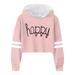 Baby Boys Girls Sweatshirts Kids Casual Loose Active Full Sleeves Hooded Short Pullover Letter Print Striped Teen Crop Tops Tops Top Blouse Pink 3 Years-4 Years