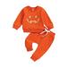 CenturyX Cute Halloween Costume for Babies: Pumpkin Smile Print Sweatshirt + Pants Set