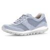 Keilsneaker GABOR ROLLINGSOFT, Damen, Gr. 40, blau (hellblau), Textil, Ziegenveloursleder, sportlich, Schuhe, Freizeitschuh, Halbschuh, Schnürschuh mit OPTIFIT-Wechselfußbett