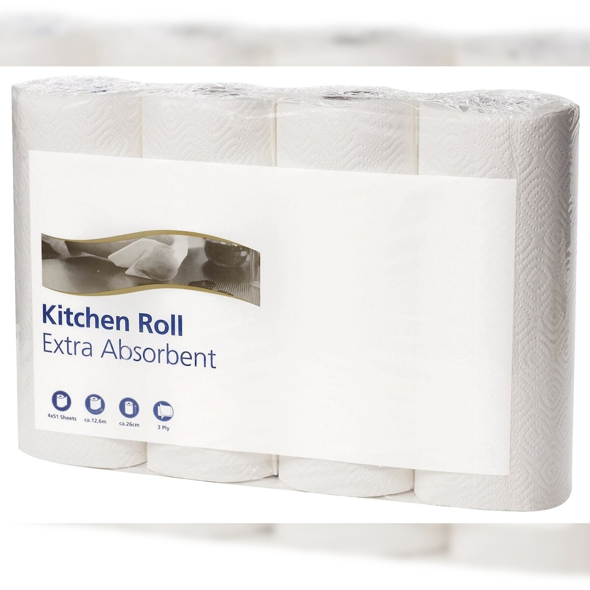 12x 120270 Haushaltsrollen - 2-lagig, geprägt, hochweiß, Rolle mit 64 Blatt, 4 Rollen pro Pack Image