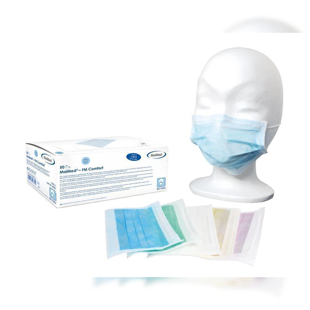 MaiMed FM Comfort Mundschutz - Ohrschlaufen - 1000 Masken - gelb Image